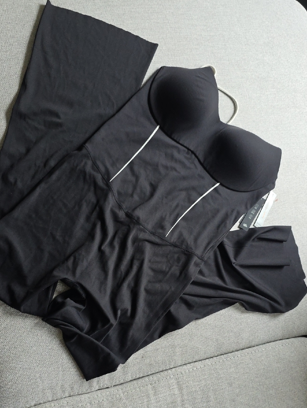 Victoria's Secret Black Strapless Shaping Bodysuit with Molded Cups
